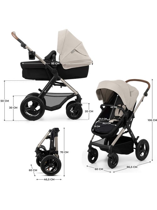 Poussette 3 en 1 Kinderkraft MOOV 2 AIR avec MINK PRO i-Size, Roues Gonflables et Travel System - Kiabi Poussette 3 en 1 Kinderkraft MOOV 2 AIR avec MINK PRO i-Size, Roues Gonflables et Travel System - Kiabi