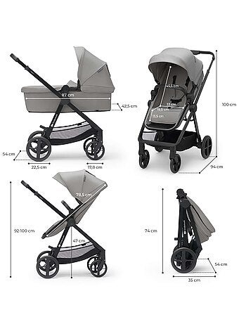 Poussette 4 en 1 Kinderkraft NEWLY avec Travel System, MINK PRO i-Size et Roues EVA