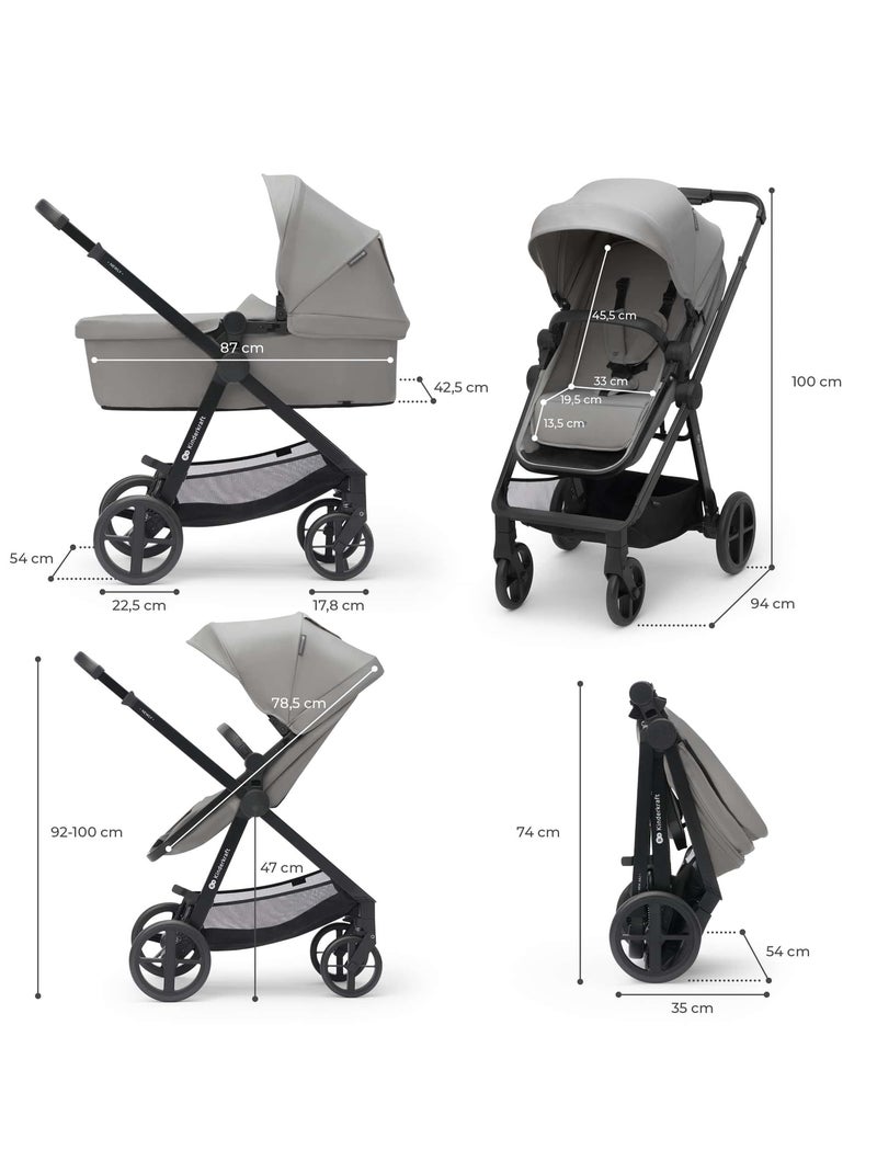 Poussette 3 en 1 Kinderkraft NEWLY avec Travel System, MINK PRO i-Size et Roues EVA Gris - Kiabi