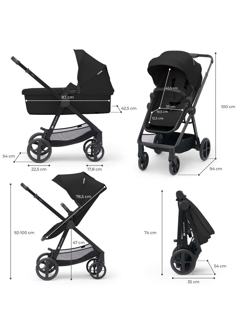 Poussette 3 en 1 Kinderkraft NEWLY avec Travel System, MINK PRO i-Size et Roues EVA Noir - Kiabi