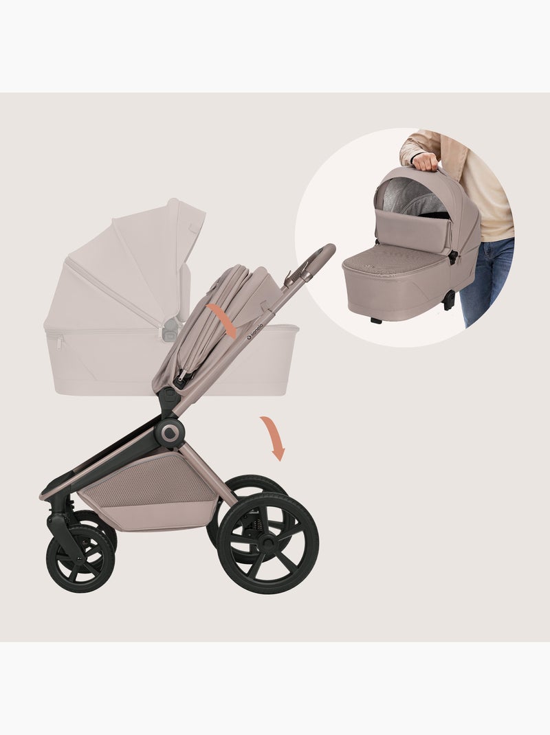 Poussette 3 en 1 LIONELO Freya - Nacelle - Siège auto - - Habillage pluie Beige - Kiabi