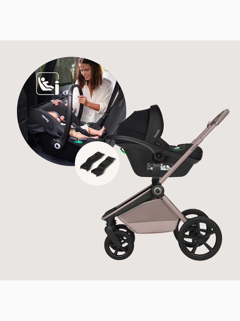 Poussette 3 en 1 LIONELO Freya - Nacelle - Siège auto - - Habillage pluie Beige - Kiabi