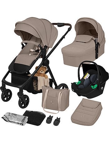Poussette 3 en 1 LIONELO Greet - Pack poussette - Nacelle - Siège auto - Sac - Habillage pluie