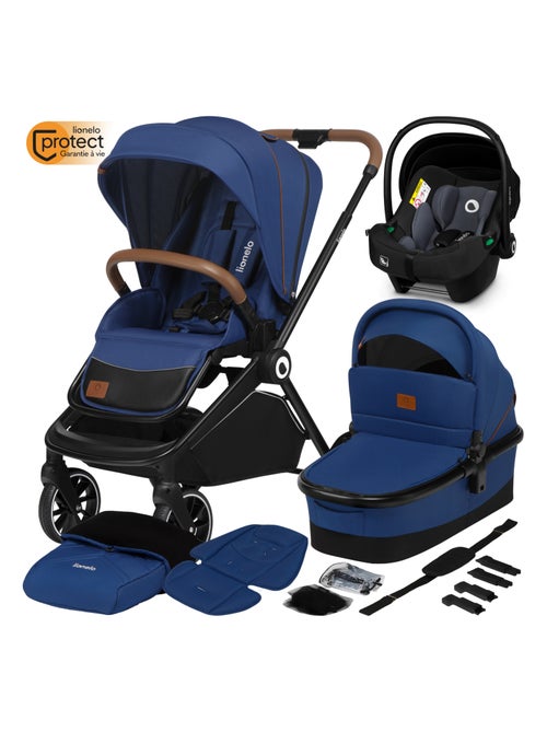 Poussette 3 en 1 LIONELO Mika - Jusqu'à 22kg - Pack Poussette, Nacelle, Cosi et Accessoires - Kiabi
