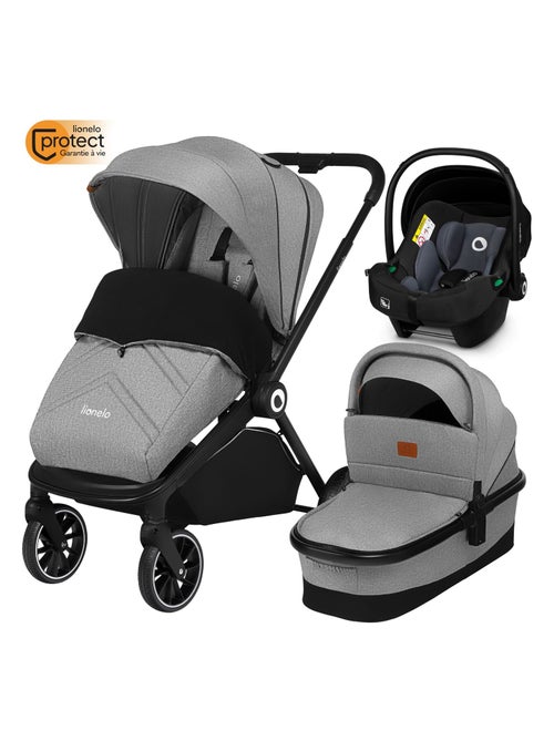 Poussette 3 en 1 LIONELO Mika - Jusqu'à 22kg - Pack Poussette, Nacelle, Cosi et Accessoires - Kiabi