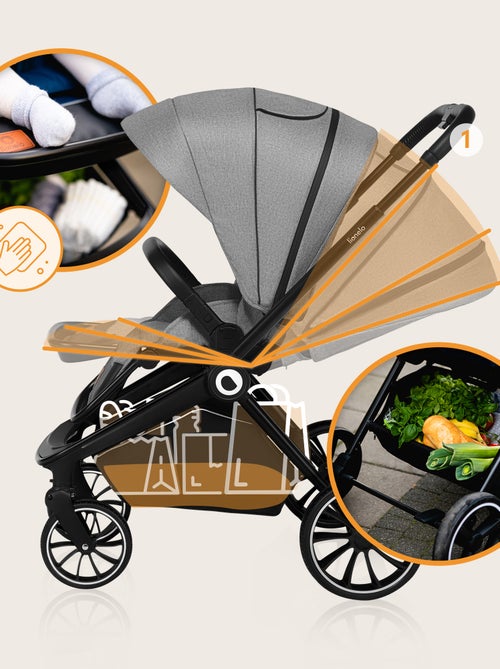 Poussette 3 en 1 LIONELO Mika - Jusqu'à 22kg - Pack Poussette, Nacelle, Cosi et Accessoires - Kiabi