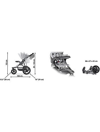 Poussette 3 roues pliable harnais 5 points max 15kg HyperMotion