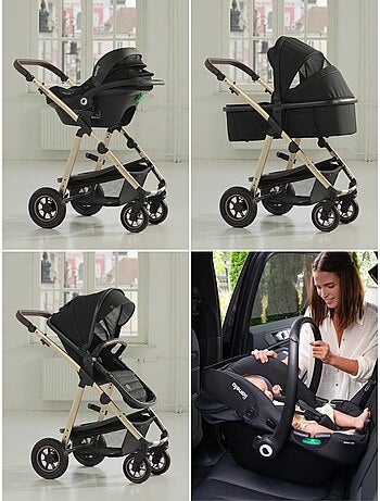 Poussette 3en1 LIONELO Amber - 0-22kg - Pack poussette, Nacelle, Cosi, Sac et accessoires