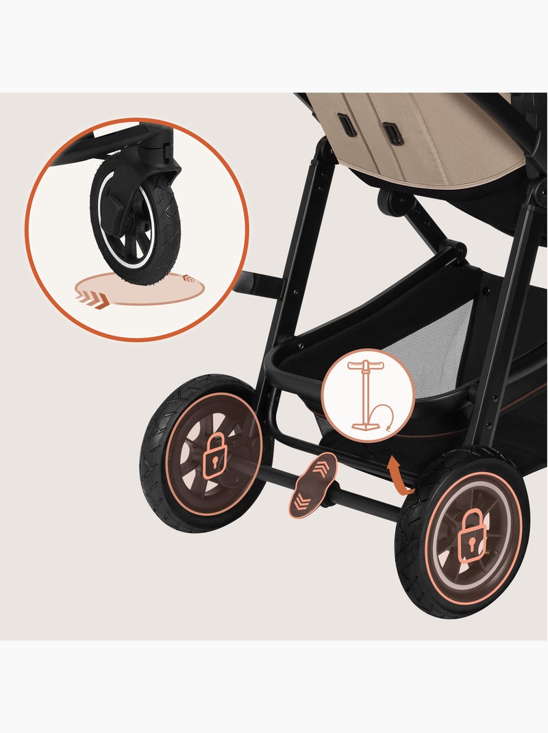 Poussette 3en1 LIONELO Amber - 0-22kg - Pack poussette, Nacelle, Cosi, Sac et accessoires Beige - Kiabi