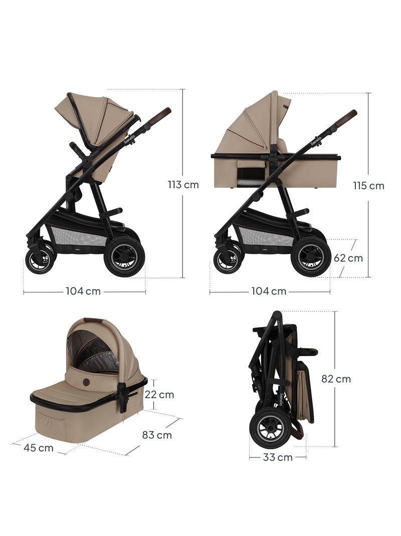 Poussette 3en1 LIONELO Amber - 0-22kg - Pack poussette, Nacelle, Cosi, Sac et accessoires Beige - Kiabi