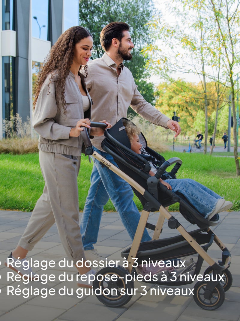 Poussette 3en1 LIONELO Amber - 0-22kg - Pack poussette, Nacelle, Cosi, Sac et accessoires Bleu Noir - Kiabi