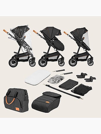 Poussette 3en1 LIONELO Amber - 0-22kg - Pack poussette, Nacelle, Cosi, Sac et accessoires