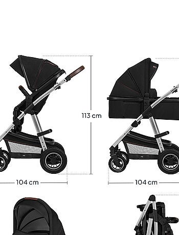 Poussette 3en1 LIONELO Amber - 0-22kg - Pack poussette, Nacelle, Cosi, Sac et accessoires