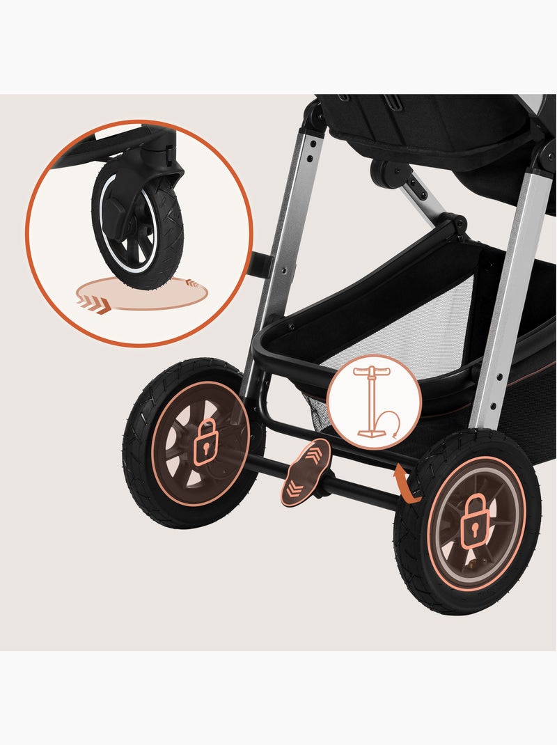 Poussette 3en1 LIONELO Amber - 0-22kg - Pack poussette, Nacelle, Cosi, Sac et accessoires Noir Argenté - Kiabi