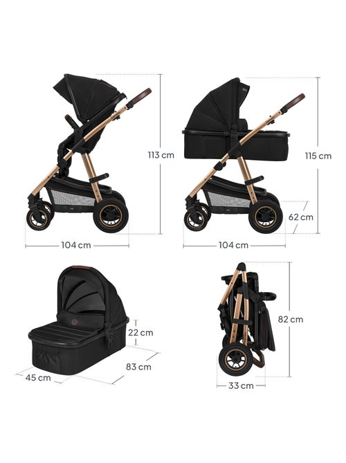 Poussette 3en1 LIONELO Amber - 0-22kg - Pack poussette, Nacelle, Cosi, Sac et accessoires - Kiabi