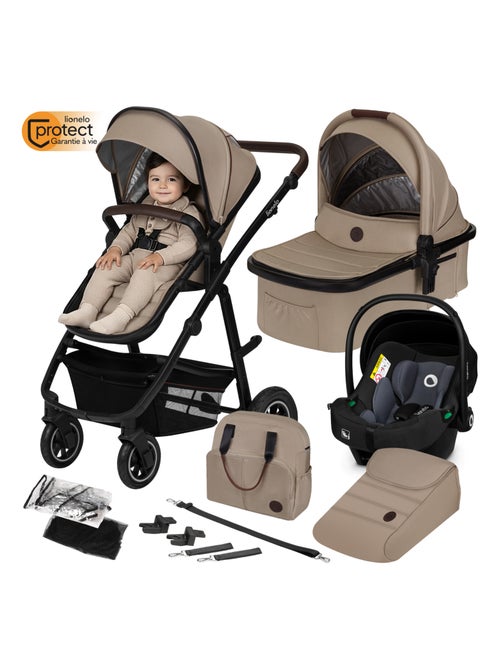 Poussette 3en1 LIONELO Amber - 0-22kg - Pack poussette, Nacelle, Siège auto, Sac et accessoires - Kiabi