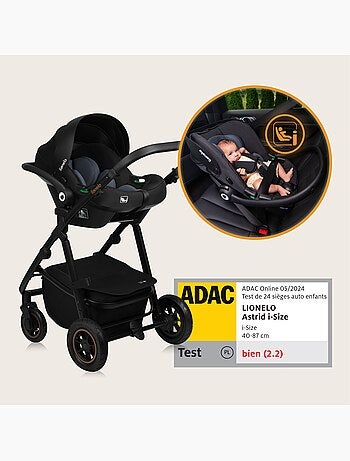 Poussette 3en1 LIONELO Amber Plus - Pack poussette, Nacelle, Siege auto, Sac et Accessoires