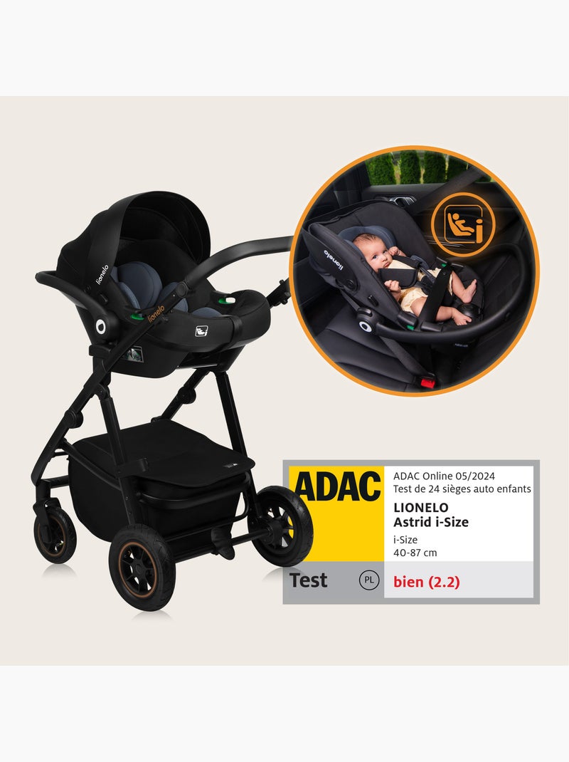 Poussette 3en1 LIONELO Amber Plus - Pack poussette, Nacelle, Siege auto, Sac et Accessoires Beige - Kiabi