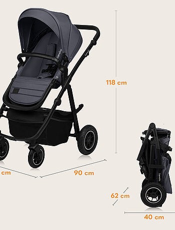 Poussette 3en1 LIONELO Amber Plus - Pack poussette, Nacelle, Siege auto, Sac et Accessoires