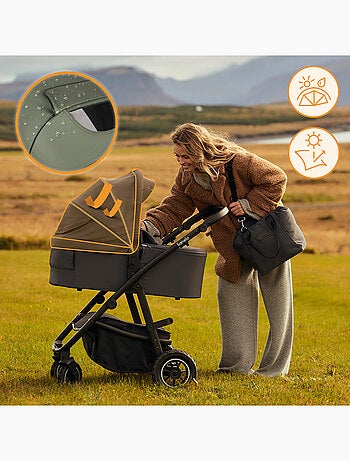 Poussette 3en1 LIONELO Amber Plus - Pack poussette, Nacelle, Siege auto, Sac et Accessoires