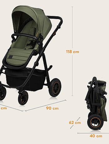 Poussette 3en1 LIONELO Amber Plus - Pack poussette, Nacelle, Siege auto, Sac et Accessoires