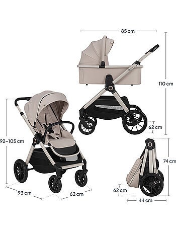 Poussette 3en1 LIONELO Layla - Pack poussette, Nacelle, Cosi et Accessoires - Jusqu'à 22kg