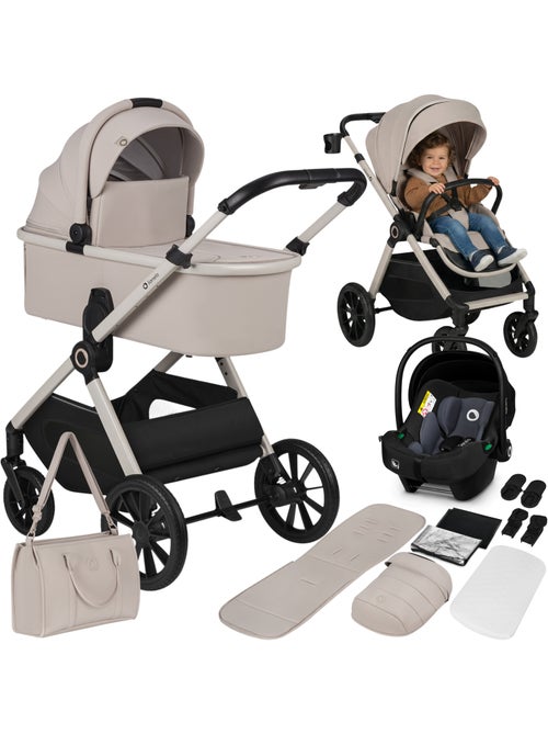 Poussette 3en1 LIONELO Layla - Pack poussette, Nacelle, Cosi et Accessoires - Jusqu'à 22kg - Kiabi