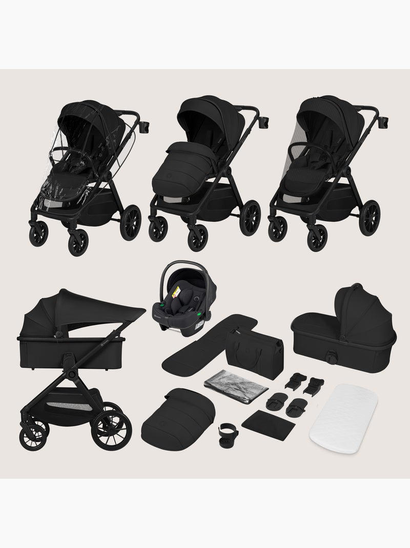 Poussette 3en1 LIONELO Layla - Pack poussette, Nacelle, Cosi et Accessoires - Jusqu'à 22kg Noir - Kiabi
