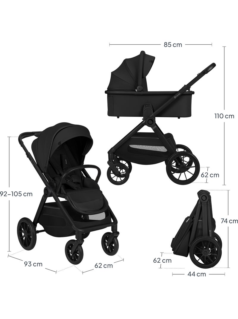 Poussette 3en1 LIONELO Layla - Pack poussette, Nacelle, Cosi et Accessoires - Jusqu'à 22kg Noir - Kiabi