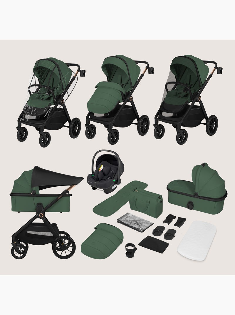 Poussette 3en1 LIONELO Layla - Pack poussette, Nacelle, Cosi et Accessoires - Jusqu'à 22kg Vert - Kiabi