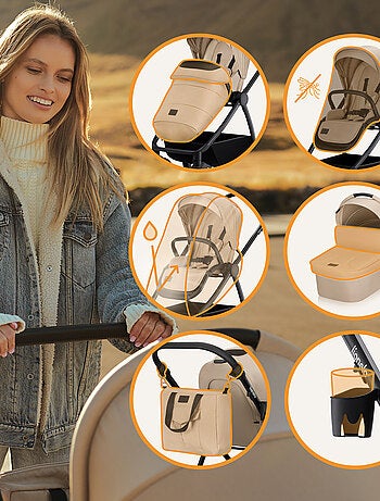 Poussette 3en1 LIONELO Meril - Pack poussette, Nacelle, Cosi, Sac et accessoires
