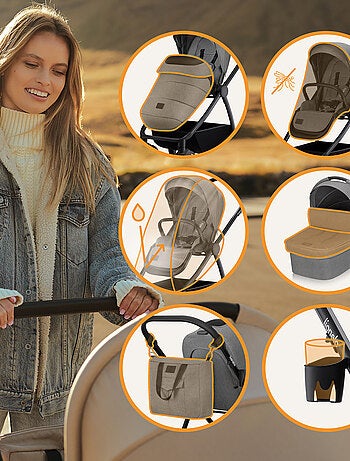 Poussette 3en1 LIONELO Meril - Pack poussette, Nacelle, Cosi, Sac et accessoires