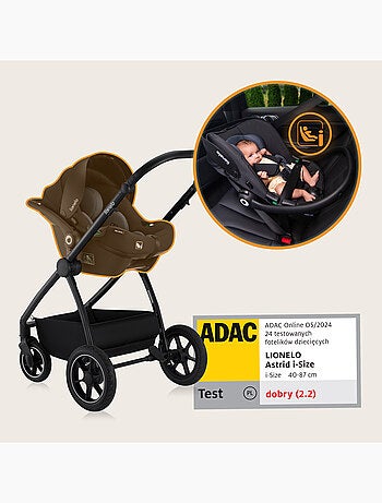 Poussette 3en1 LIONELO Meril - Pack poussette, Nacelle, Cosi, Sac et accessoires