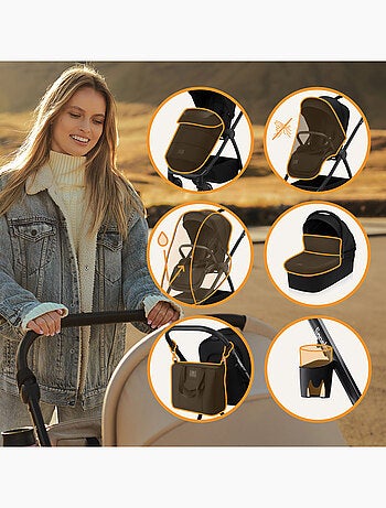 Poussette 3en1 LIONELO Meril - Pack poussette, Nacelle, Cosi, Sac et accessoires