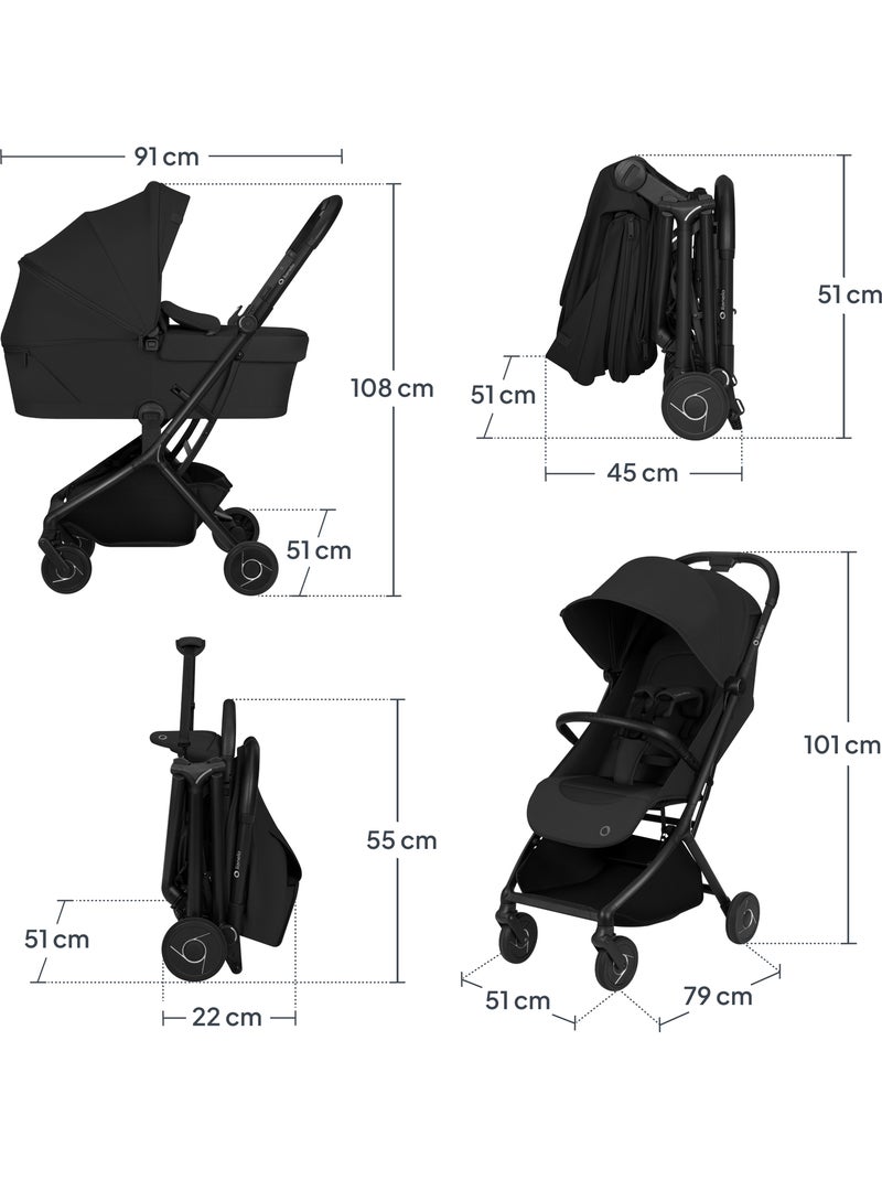 Poussette 3en1 LIONELO Sia - Ultra légère - Pack compacte - Nacelle - Siège auto - Accessoires Noir - Kiabi