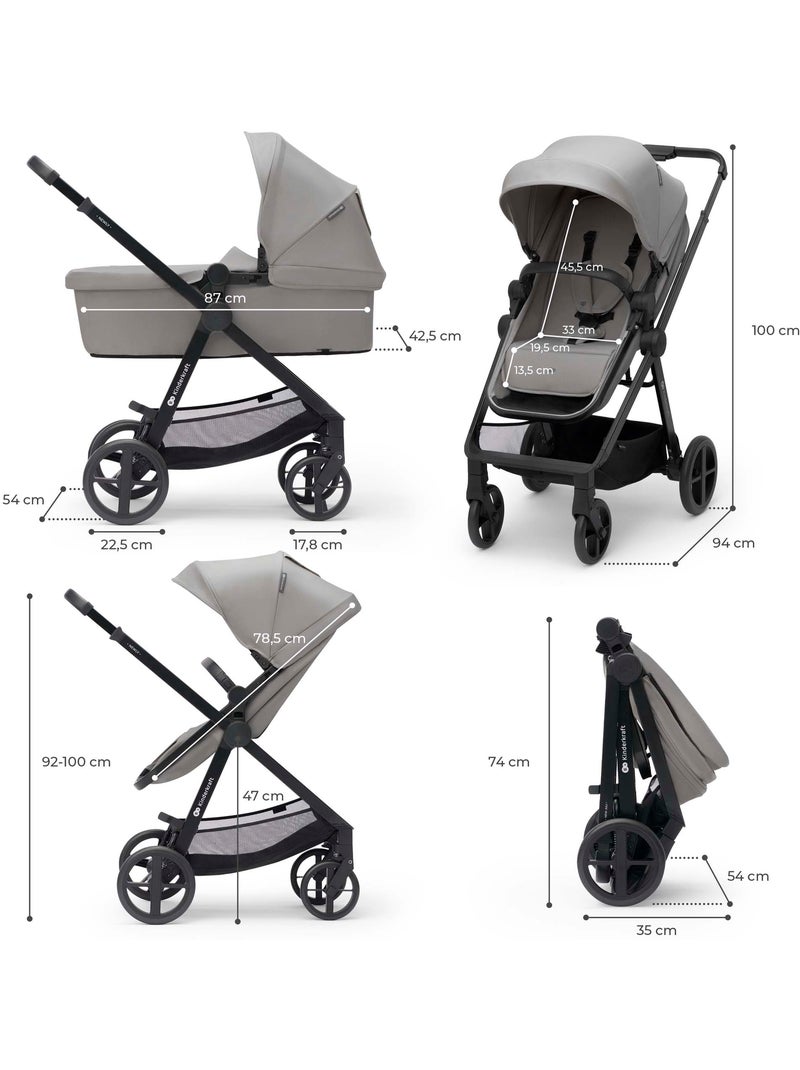 Poussette 4 en 1 Kinderkraft NEWLY avec Travel System, MINK PRO i-Size et Roues EVA Gris - Kiabi