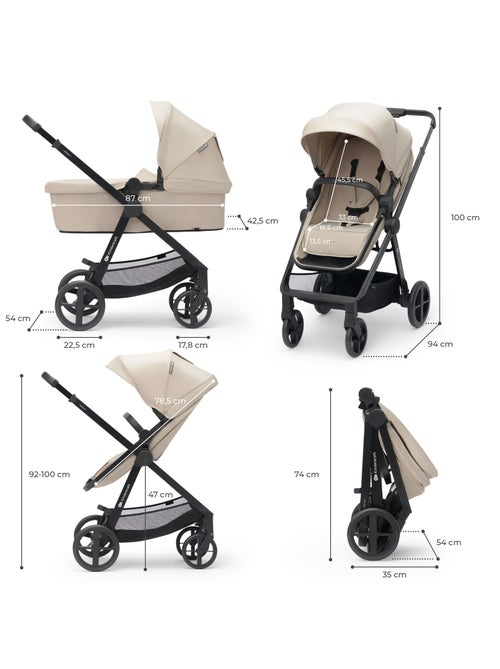 Poussette 4 en 1 Kinderkraft NEWLY avec Travel System, Siège Auto MINK PRO i-Size et Roues EVA - Kiabi Poussette 4 en 1 Kinderkraft NEWLY avec Travel System, Siège Auto MINK PRO i-Size et Roues EVA - Kiabi