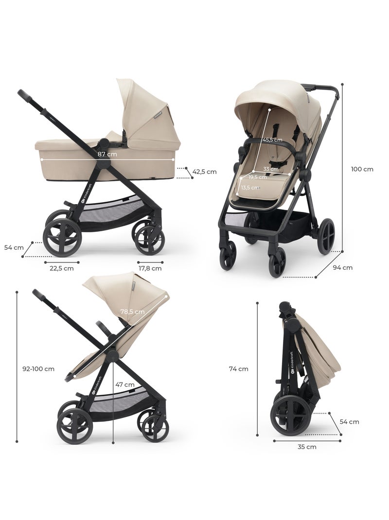 Poussette 4 en 1 Kinderkraft NEWLY avec Travel System, Siège Auto MINK PRO i-Size et Roues EVA Beige - Kiabi