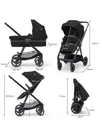 Poussette 4 en 1 Kinderkraft NEWLY avec Travel System, Siège Auto MINK PRO i-Size et Roues EVA