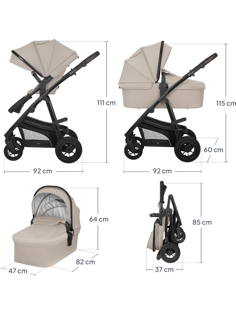 Poussette 4en1 LIONELO Bianka - Poussette + Nacelle + Siège-auto + Base ISOFIX 180° Beige - Kiabi
