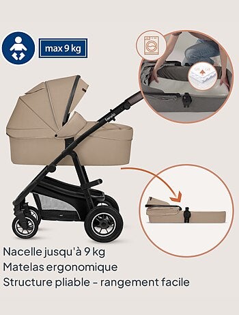 Poussette 4en1 LIONELO Bianka - Poussette + Nacelle + Siège-auto + Base ISOFIX