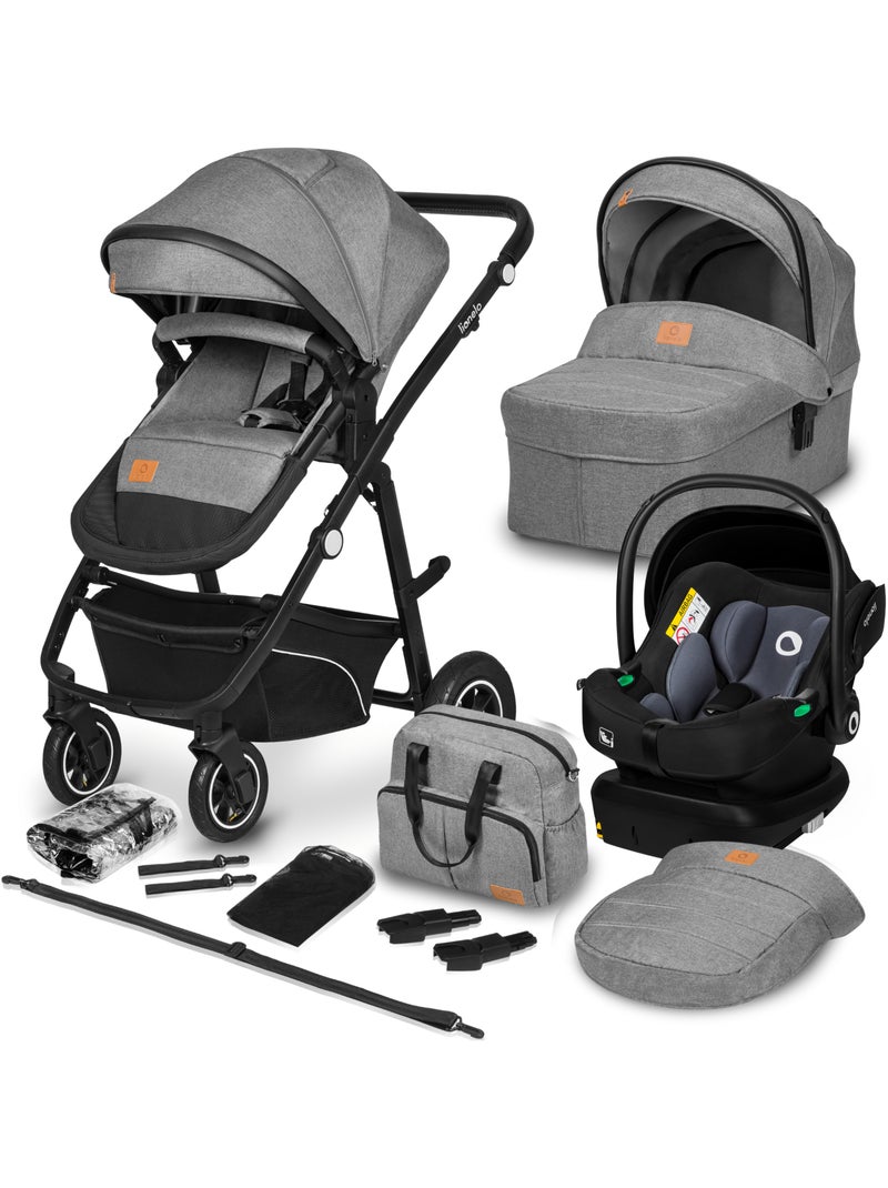 Poussette 4en1 LIONELO Bianka - Poussette + Nacelle + Siège-auto + Base ISOFIX Gris - Kiabi
