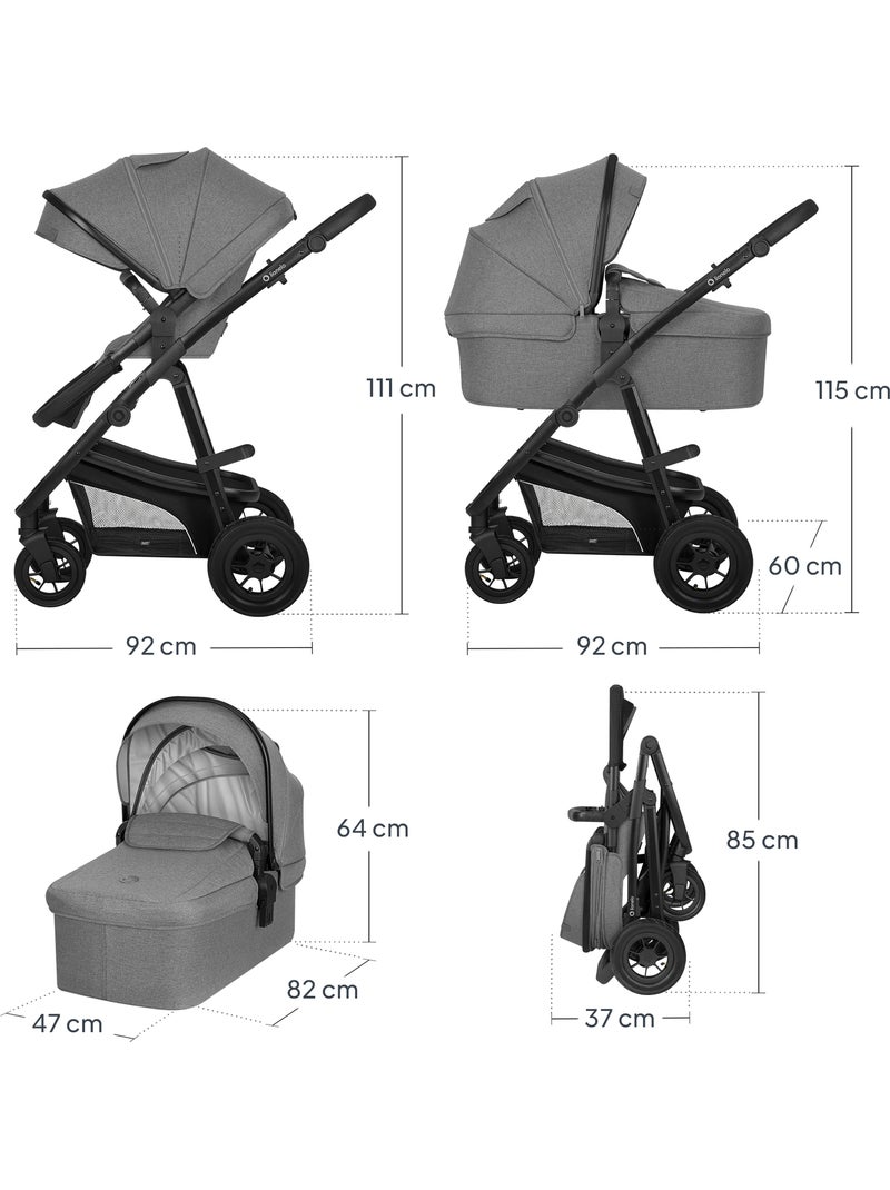 Poussette 4en1 LIONELO Bianka - Poussette + Nacelle + Si?ge-auto + Base ISOFIX 180? Gris - Kiabi