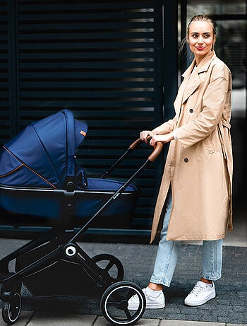 Poussette bébé 2en1 - LIONELO Mika - Inclu nacelle et accessoires - Grandes roues - Bleu