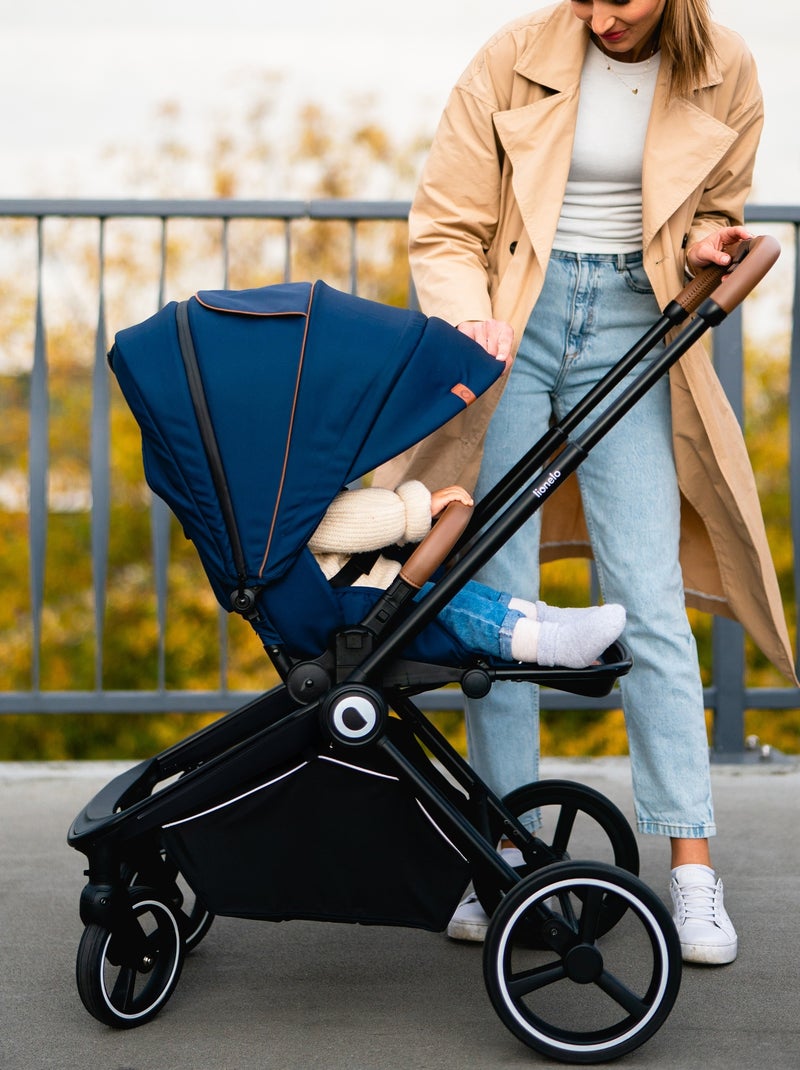 Poussette bébé 2en1 - LIONELO Mika - Inclu nacelle et accessoires - Grandes roues - Bleu Bleu - Kiabi