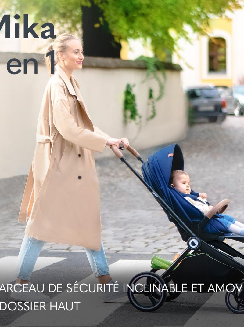 Poussette bébé 2en1 - LIONELO Mika - Inclu nacelle et accessoires - Grandes roues - Gris foncé Gris - Kiabi