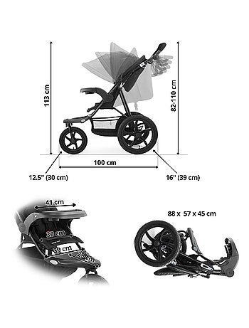 Poussette bébé 3 roues tout terrain pliable HyperMotion