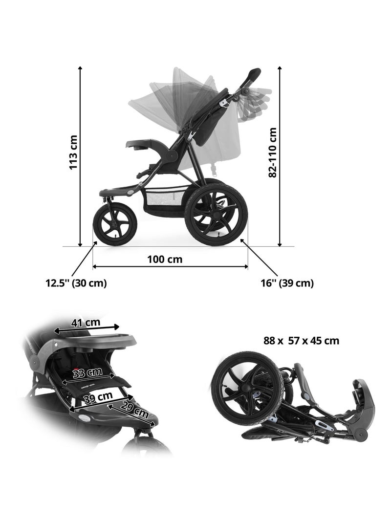 Poussette bébé 3 roues tout terrain pliable HyperMotion N/A - Kiabi
