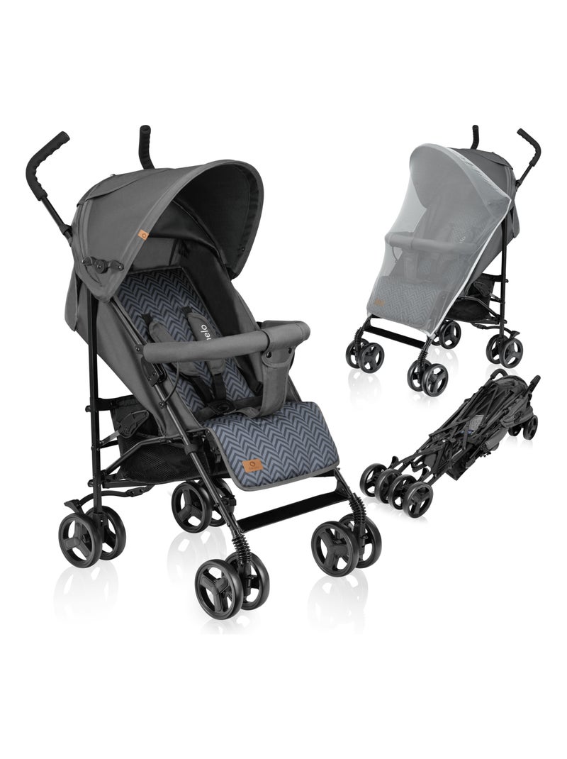 Poussette bébé canne compacte LIONELO Elia - De 6 à 36 mois - Moustiquaire incluse - Légère Gris Noir - Kiabi