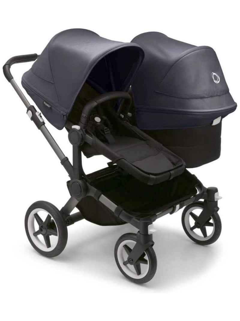 Poussette Bugaboo Donkey 5 DUO base Graphite-Midnight black capotes Stormy Blue Bleu - Kiabi